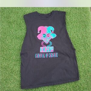 ICP Medium Unisex ICP Black Sleeveless Tee with Pink & Teal Jester Graphic